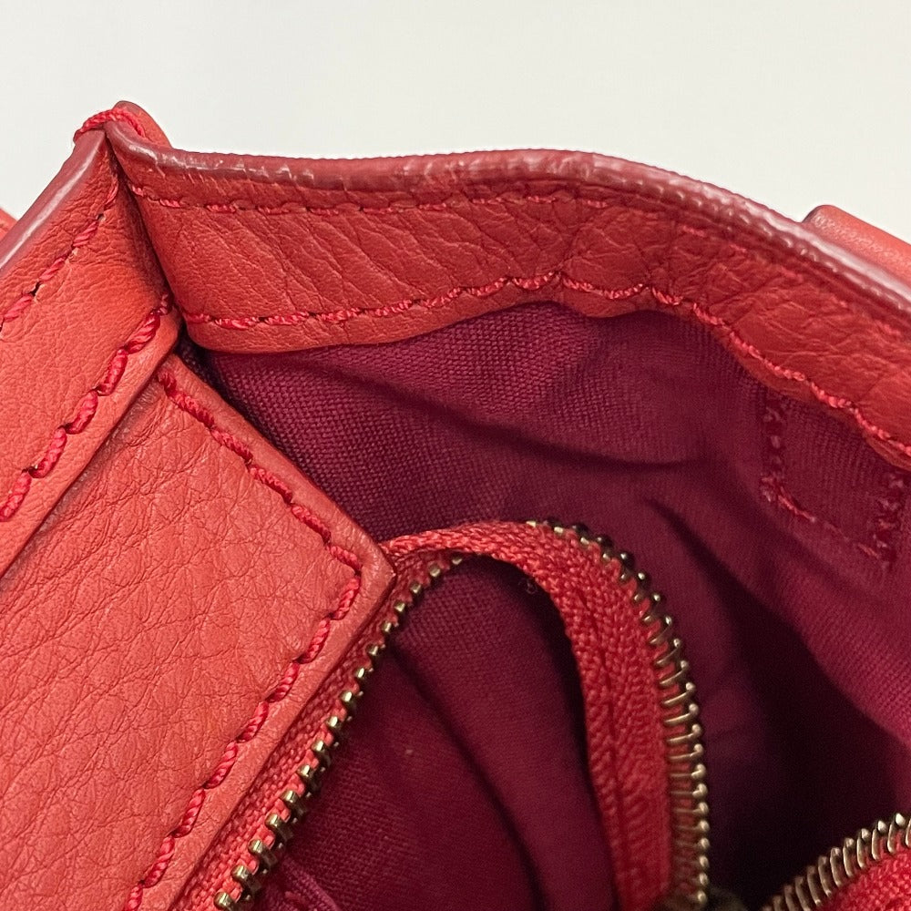 CELINE 168243 Nano Shopper Luggage Bag, Crossbody Shoulder Bag, Handbag, Leather, Women's, Lipstick Red