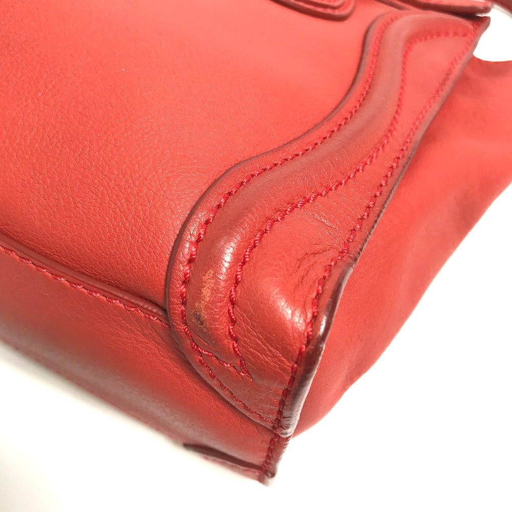 CELINE 168243 Nano Shopper Luggage Bag, Crossbody Shoulder Bag, Handbag, Leather, Women's, Lipstick Red