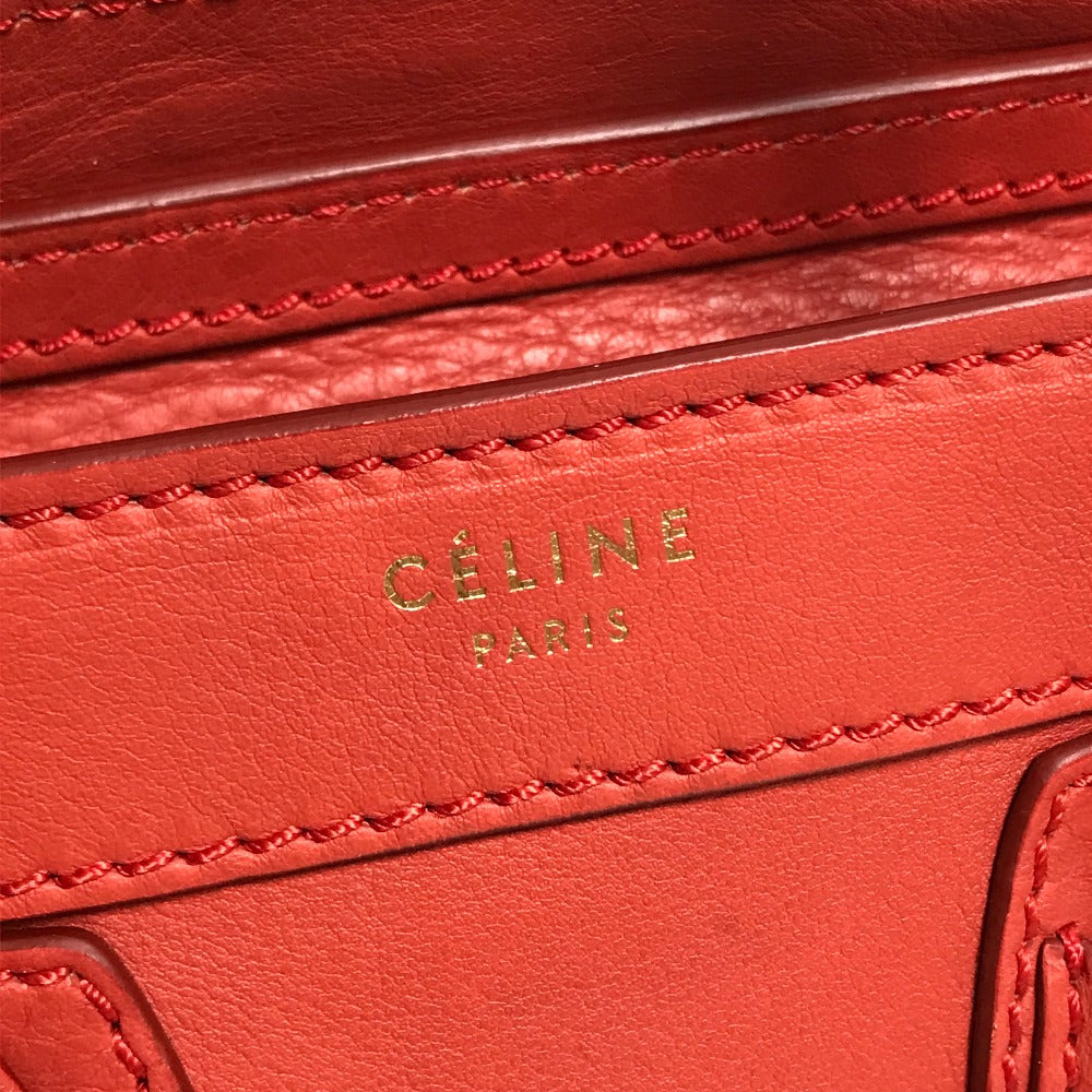 CELINE 168243 Nano Shopper Luggage Bag, Crossbody Shoulder Bag, Handbag, Leather, Women's, Lipstick Red