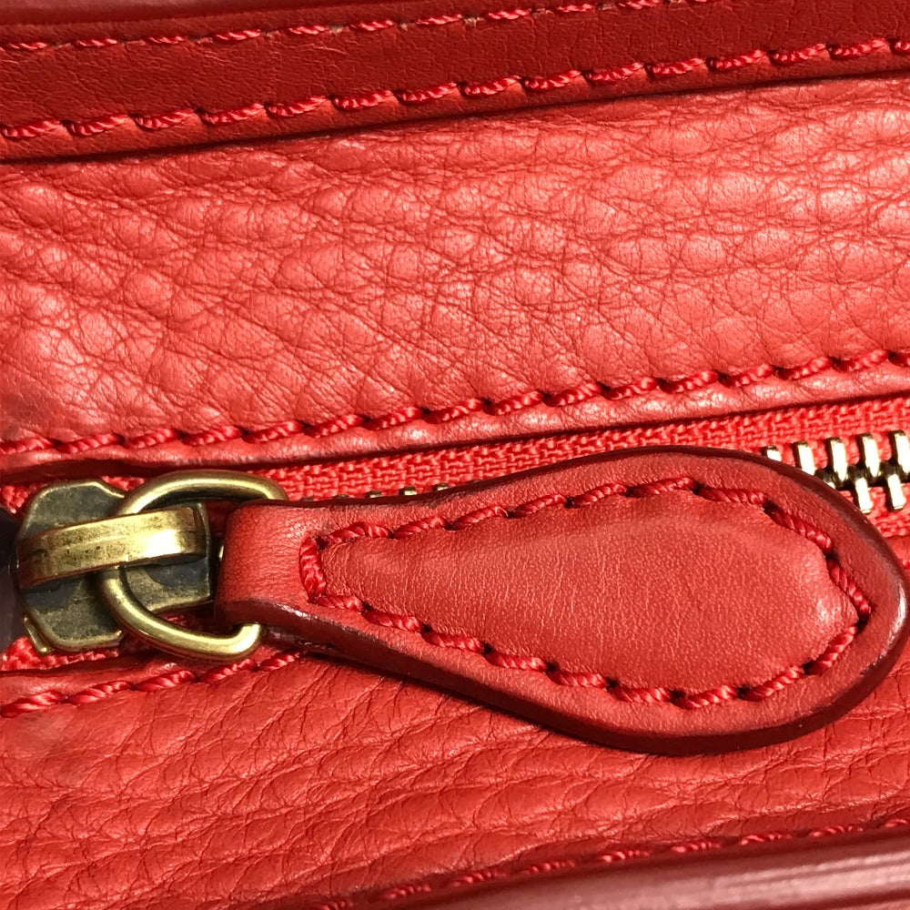 CELINE 168243 Nano Shopper Luggage Bag, Crossbody Shoulder Bag, Handbag, Leather, Women's, Lipstick Red