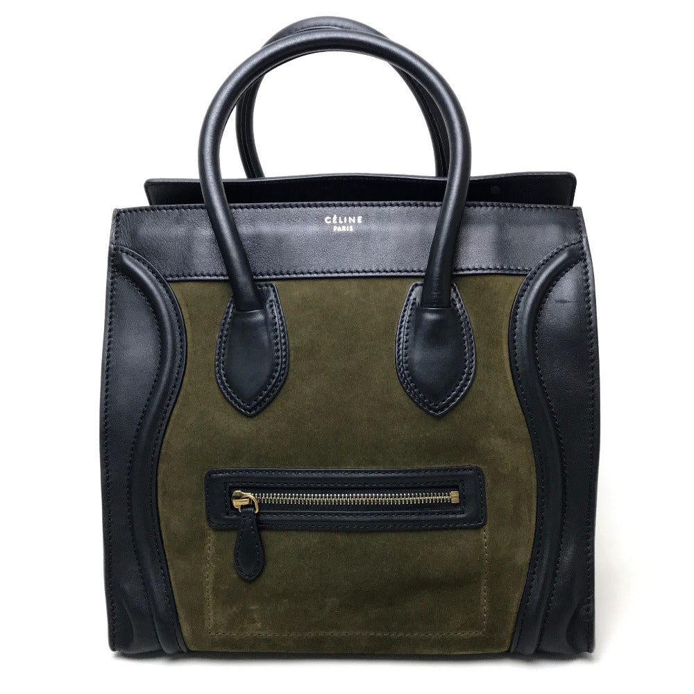 CELINE 165213 Luggage Mini Shopper Shoulder Bag Tote Bag Suede/Leather Women's Khaki