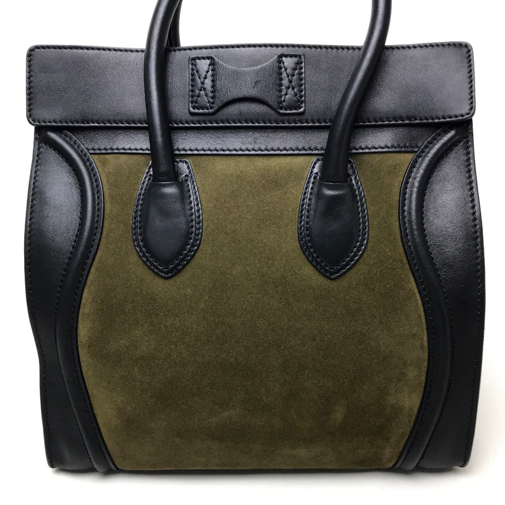 CELINE 165213 Luggage Mini Shopper Shoulder Bag Tote Bag Suede/Leather Women's Khaki