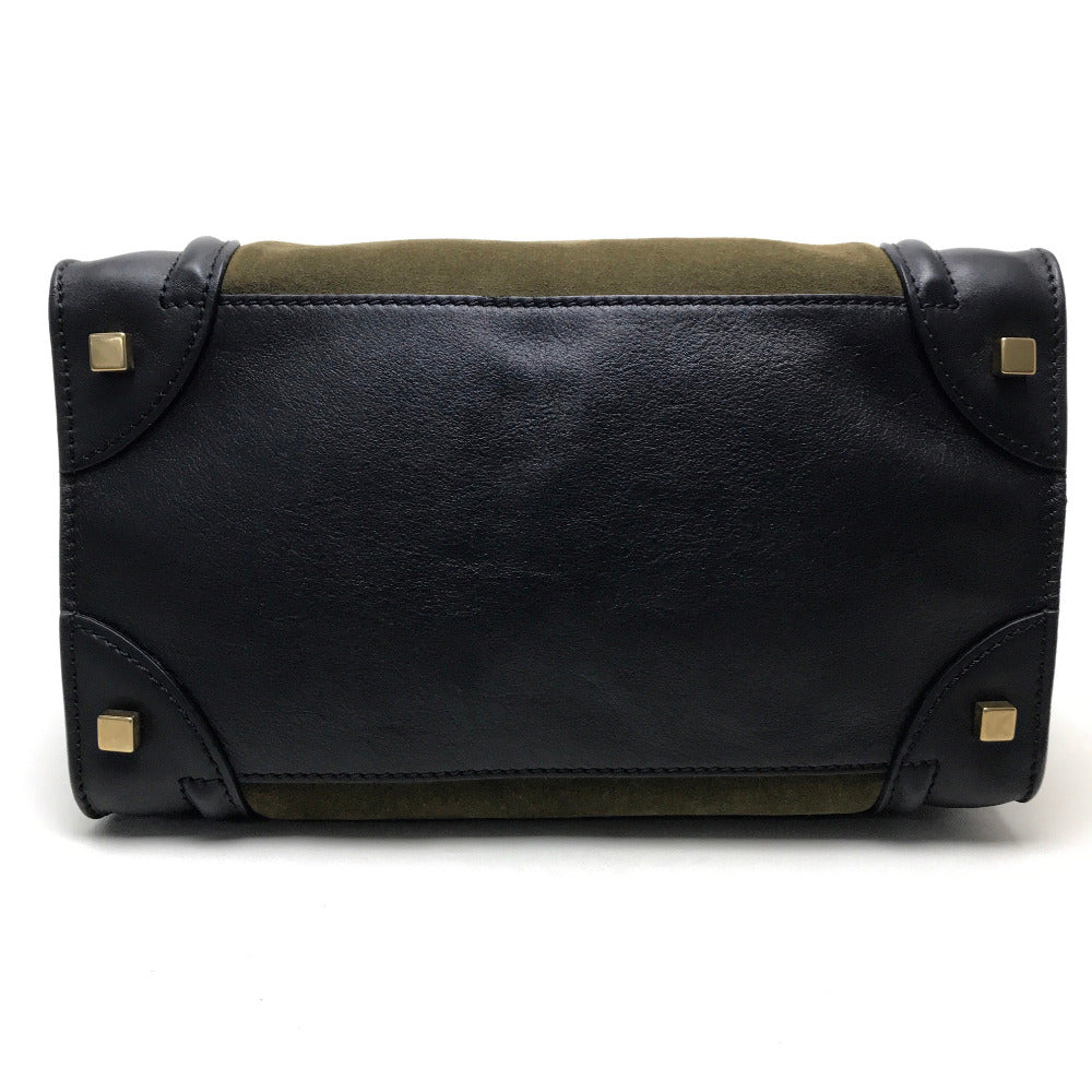 CELINE 165213 Luggage Mini Shopper Shoulder Bag Tote Bag Suede/Leather Women's Khaki