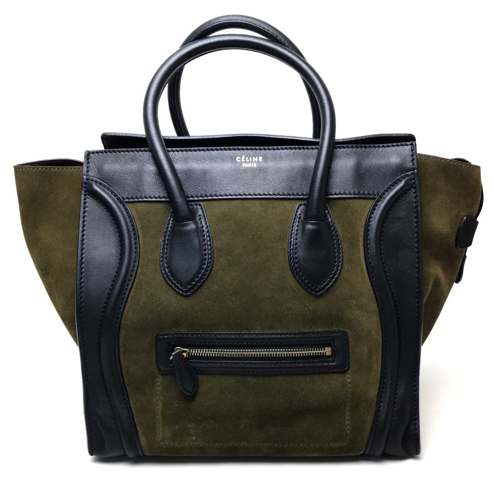 CELINE 165213 Luggage Mini Shopper Shoulder Bag Tote Bag Suede/Leather Women's Khaki