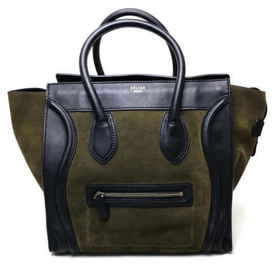 CELINE 165213 ラゲージ ミニショッパー カバン ショルダーバッグ 肩掛けバッグ バッグ トートバッグ スエード/レザー レディース カーキ