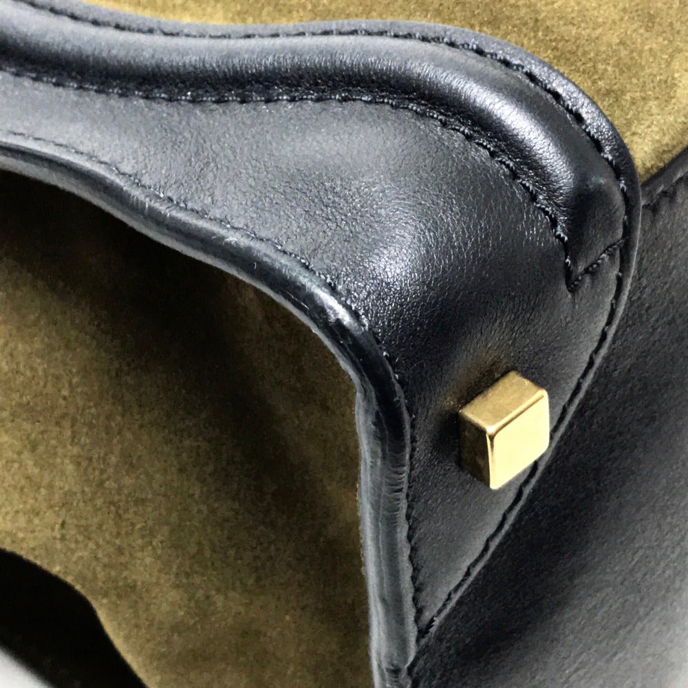 CELINE 165213 Luggage Mini Shopper Shoulder Bag Tote Bag Suede/Leather Women's Khaki