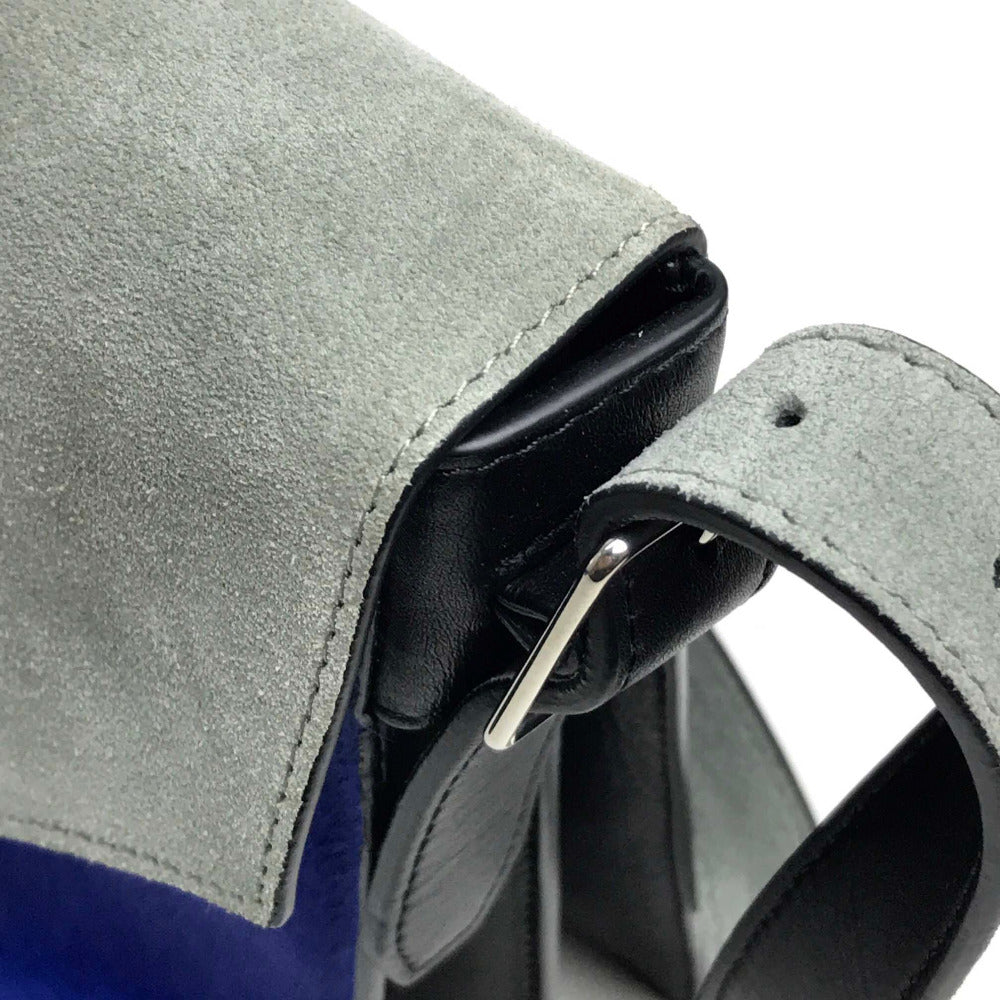 CELINE Shoulder Bag with Logo Hardware and Diamond Clutch, Suede/Leather, Gray and Black, Women's