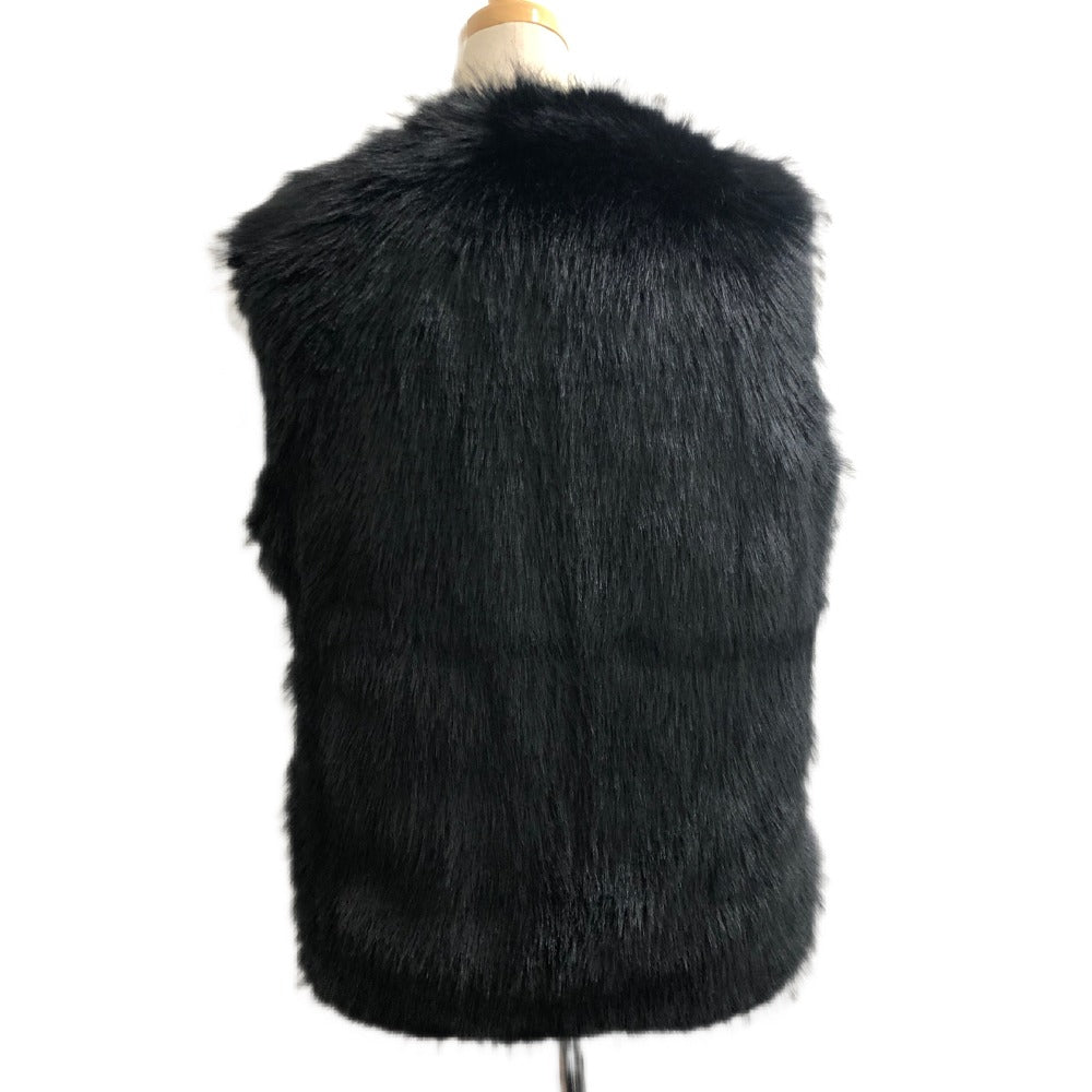 TAION EX-WR04A-SET-T2 Taion Extra Reversible Down and Eco-Fur Vest, Nylon, Women's, Black