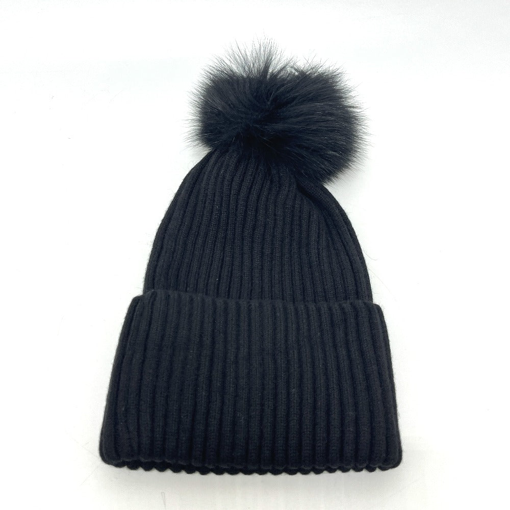 TAION Tion Extra Plate logo Hat apparel accessories Knit hat wool Black Used
