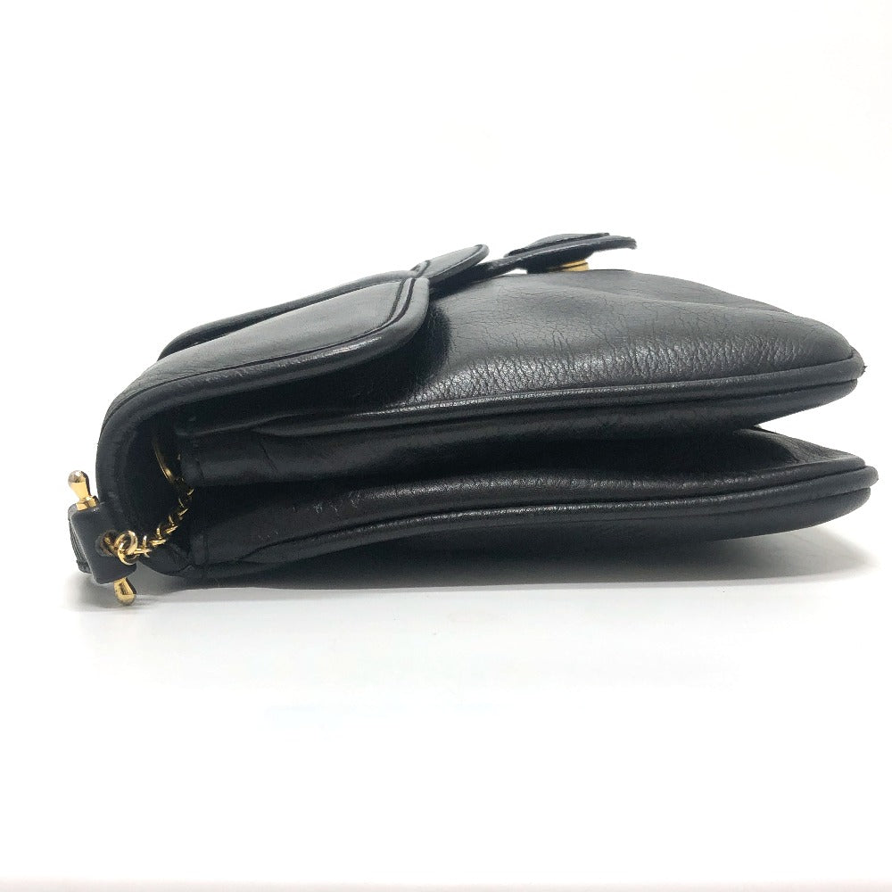 CELINE Logo Crossbody Bag Shoulder Bag Leather Women's Black