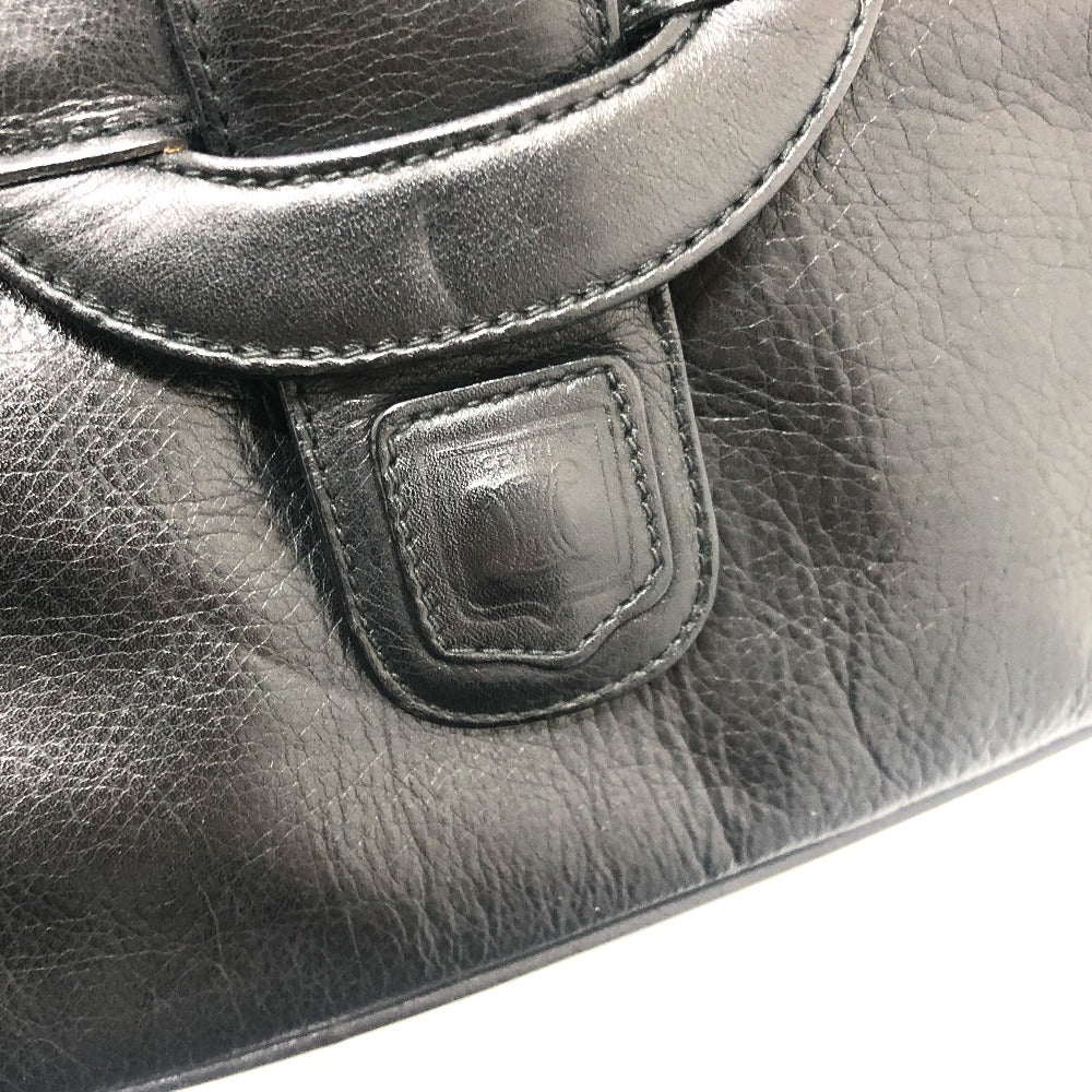 CELINE Logo Crossbody Bag Shoulder Bag Leather Women's Black