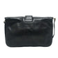 CELINE Logo Crossbody Bag Shoulder Bag Leather Women's Black