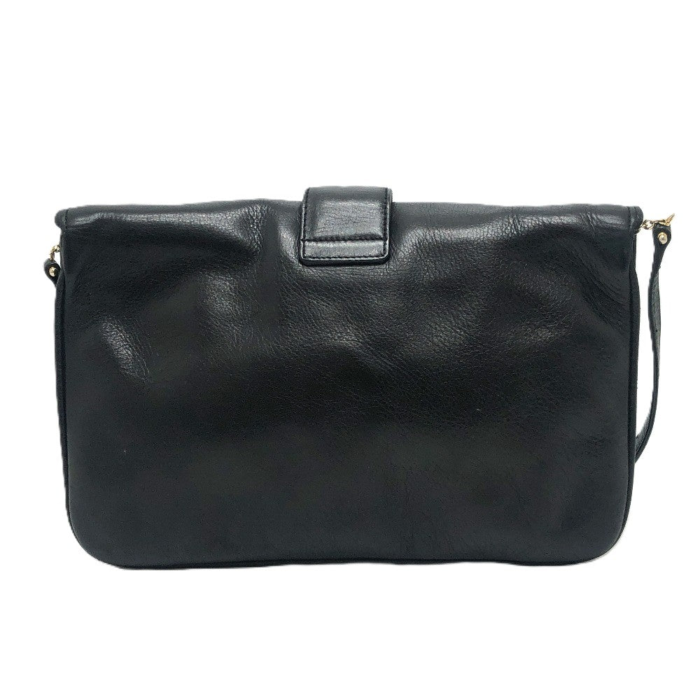 CELINE Logo Crossbody Bag Shoulder Bag Leather Women's Black
