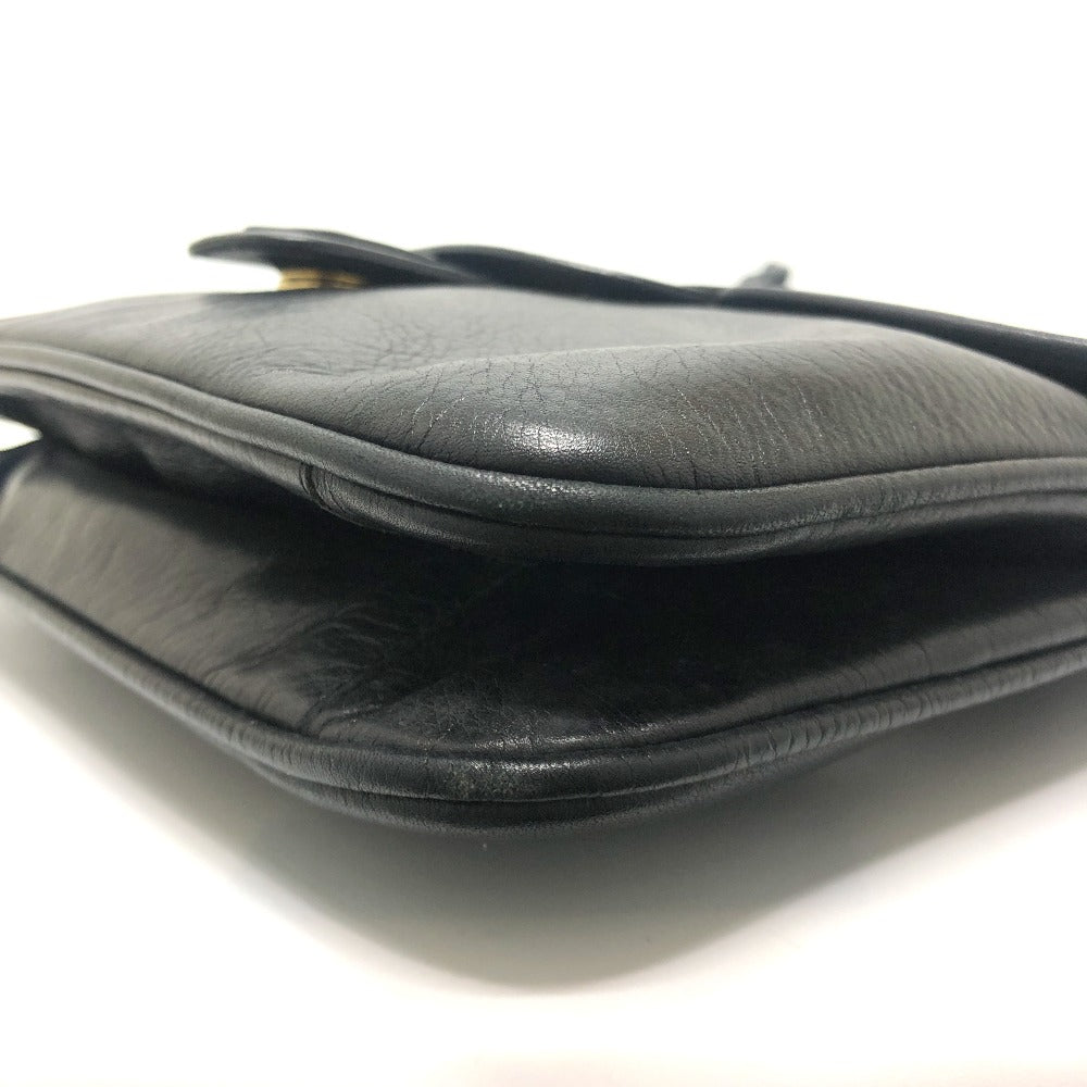 CELINE Logo Crossbody Bag Shoulder Bag Leather Women's Black
