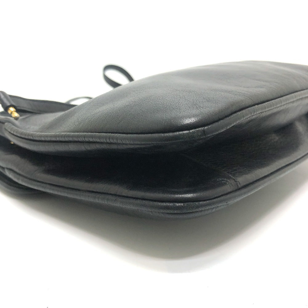 CELINE Logo Crossbody Bag Shoulder Bag Leather Women's Black