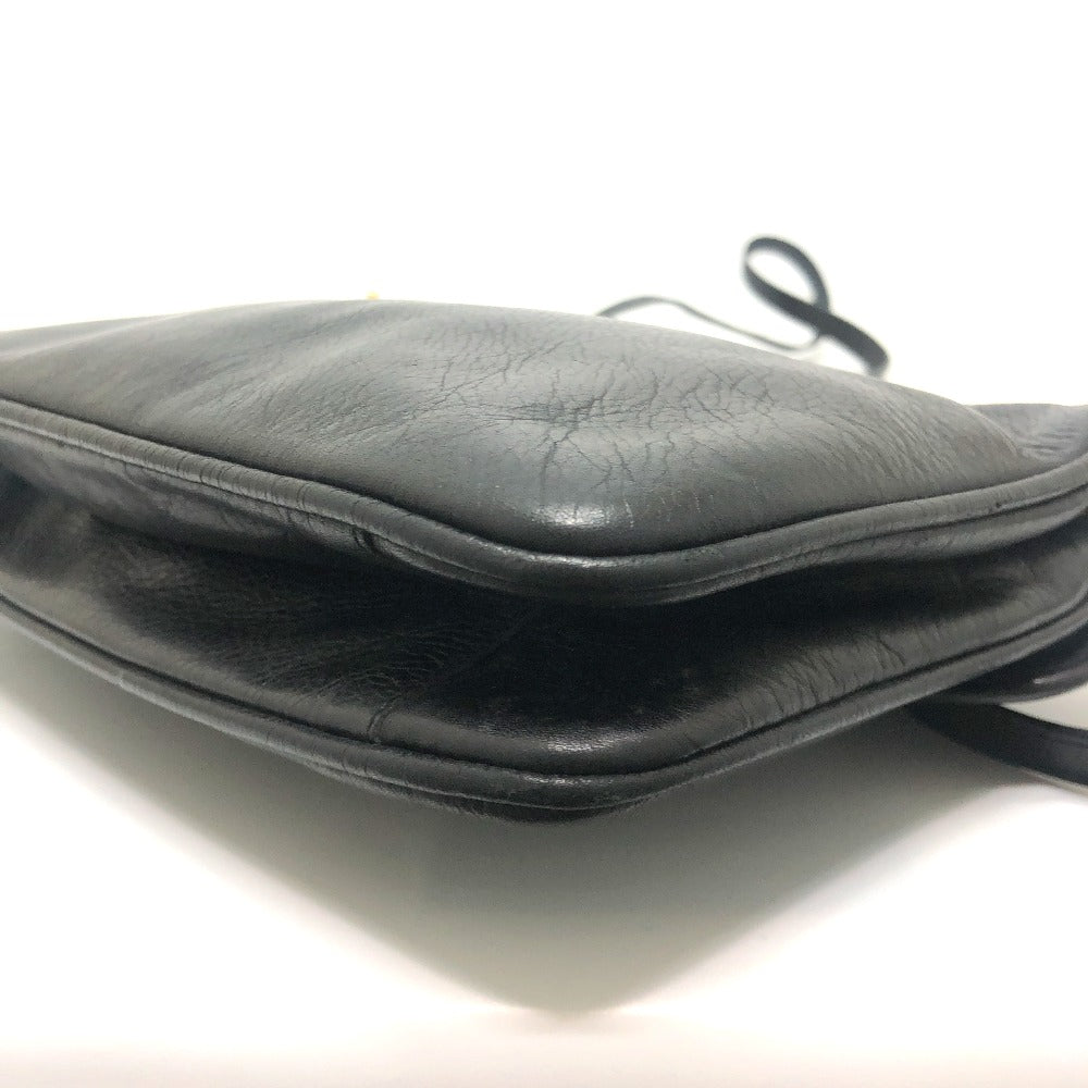 CELINE Logo Crossbody Bag Shoulder Bag Leather Women's Black