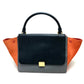CELINE 2-Way Handbag, Trapeze Shoulder Bag, Suede/Leather, Women's, Black, Gray x Black x Orange