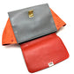 CELINE 2-Way Handbag, Trapeze Shoulder Bag, Suede/Leather, Women's, Black, Gray x Black x Orange