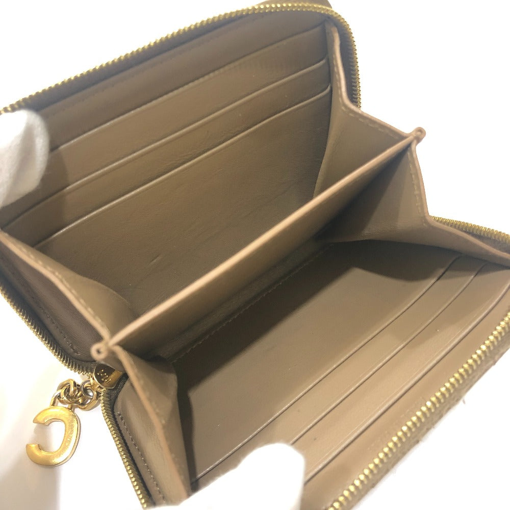 CELINE 663BFL.15KH Quilted C Charm Compact Zip Wallet Wallet coin purse Leather Car key Brown Used