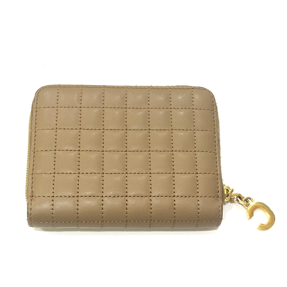CELINE 663BFL.15KH Quilted C Charm Compact Zip Wallet Wallet coin purse Leather Car key Brown Used