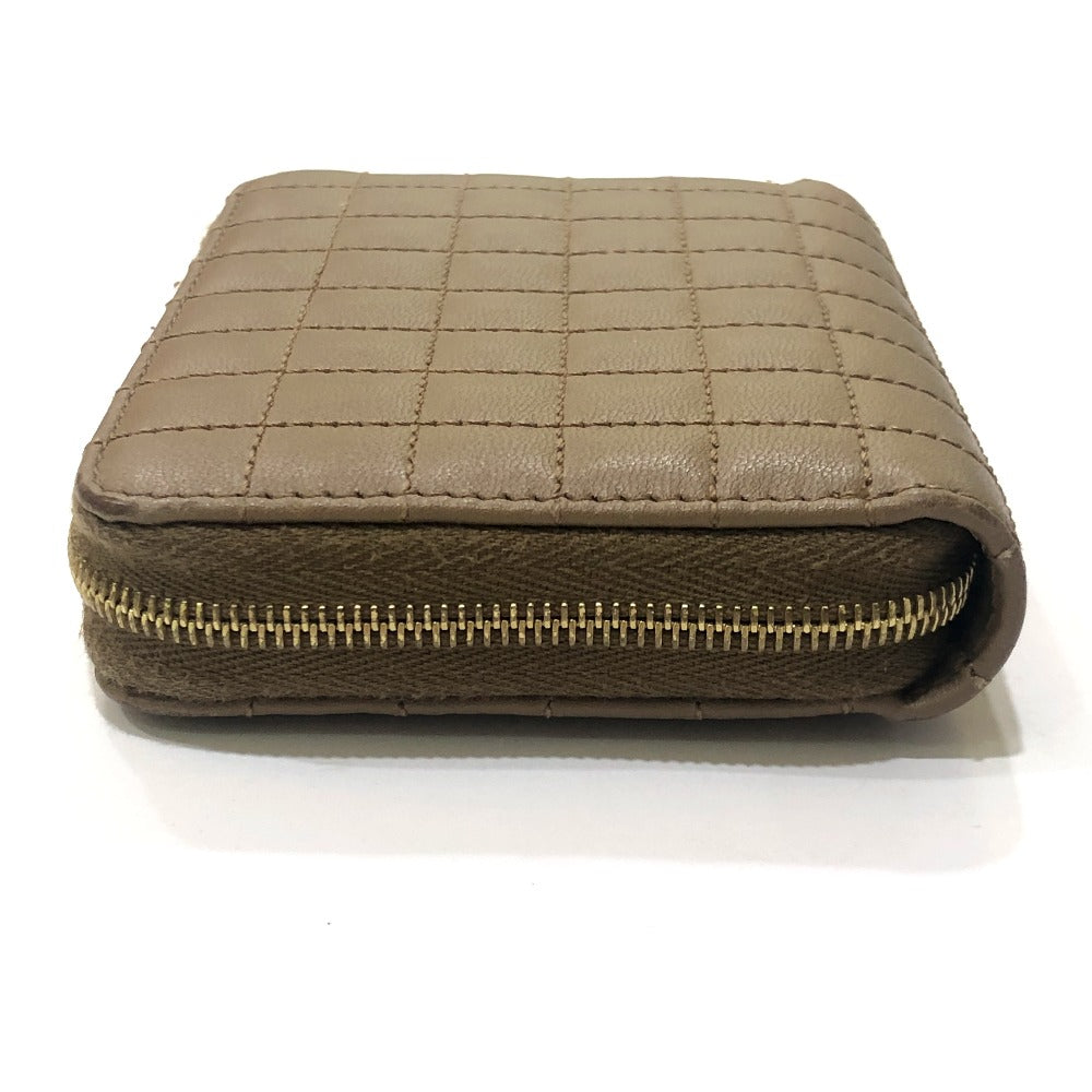 CELINE 663BFL.15KH Quilted C Charm Compact Zip Wallet Wallet coin purse Leather Car key Brown Used