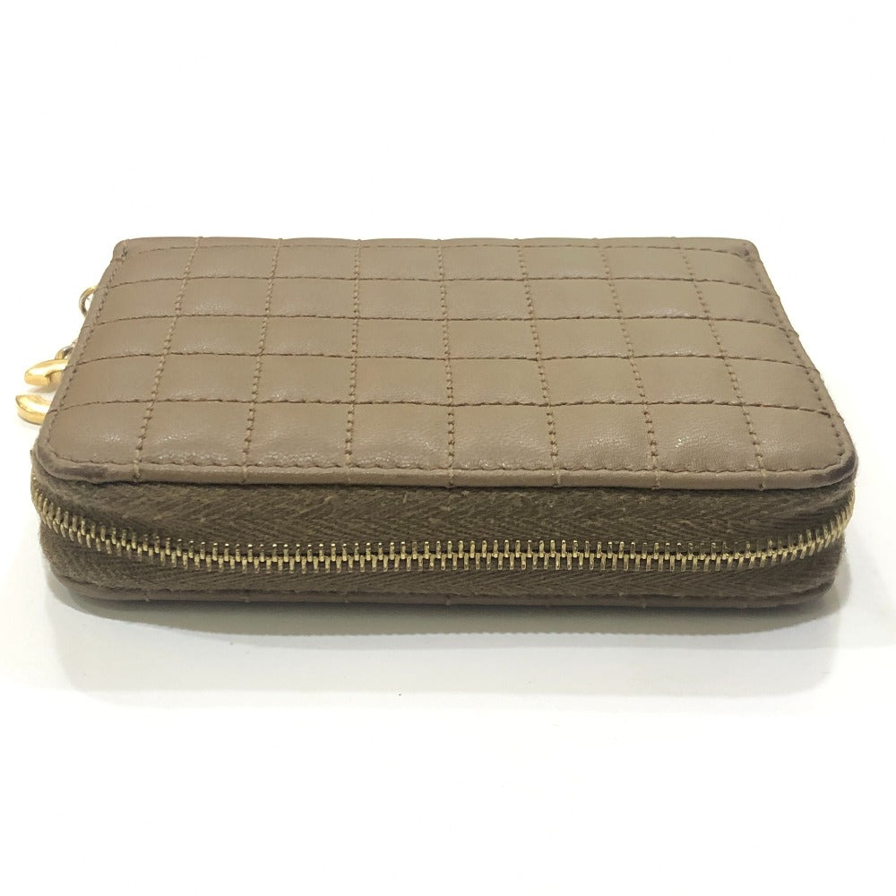 CELINE 663BFL.15KH Quilted C Charm Compact Zip Wallet Wallet coin purse Leather Car key Brown Used