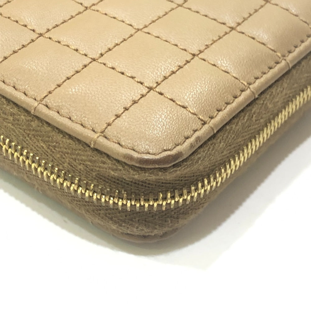CELINE 663BFL.15KH Quilted C Charm Compact Zip Wallet Wallet coin purse Leather Car key Brown Used