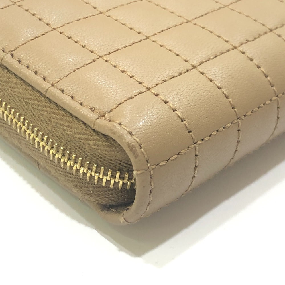 CELINE 663BFL.15KH Quilted C Charm Compact Zip Wallet Wallet coin purse Leather Car key Brown Used