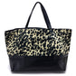 CELINE Leopard Print Horizontal Cabas Tote Bag in Canvas/Leather, Women's, Black and Beige