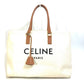 CELINE 190062 Shoulder Bag, Horizontal Cabas Logo Tote Bag, Canvas/Leather, Women's, Natural/Tan Beige