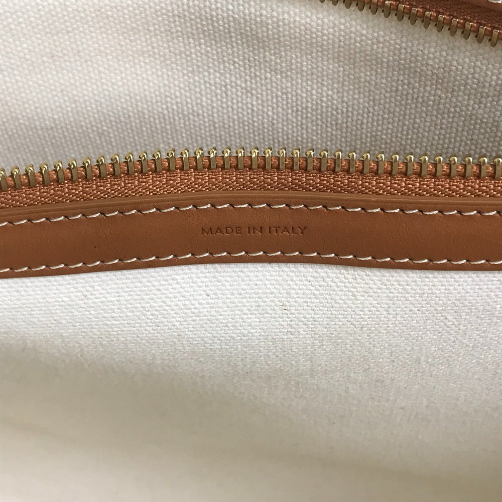 CELINE 190062 Shoulder Bag, Horizontal Cabas Logo Tote Bag, Canvas/Leather, Women's, Natural/Tan Beige
