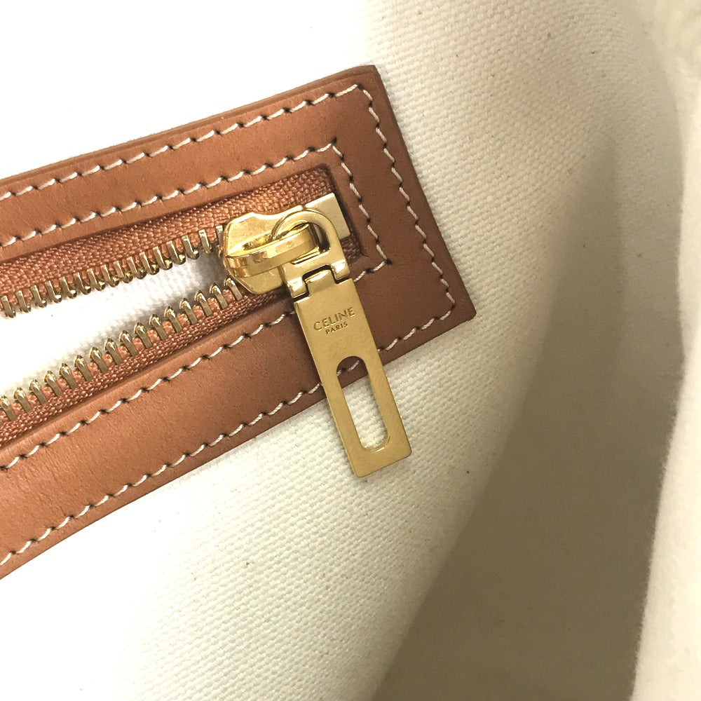 CELINE 190062 Shoulder Bag, Horizontal Cabas Logo Tote Bag, Canvas/Leather, Women's, Natural/Tan Beige