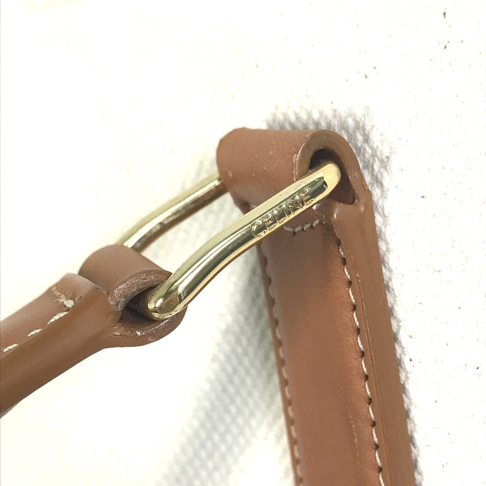 CELINE 190062 Shoulder Bag, Horizontal Cabas Logo Tote Bag, Canvas/Leather, Women's, Natural/Tan Beige