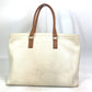 CELINE 190062 Shoulder Bag, Horizontal Cabas Logo Tote Bag, Canvas/Leather, Women's, Natural/Tan Beige