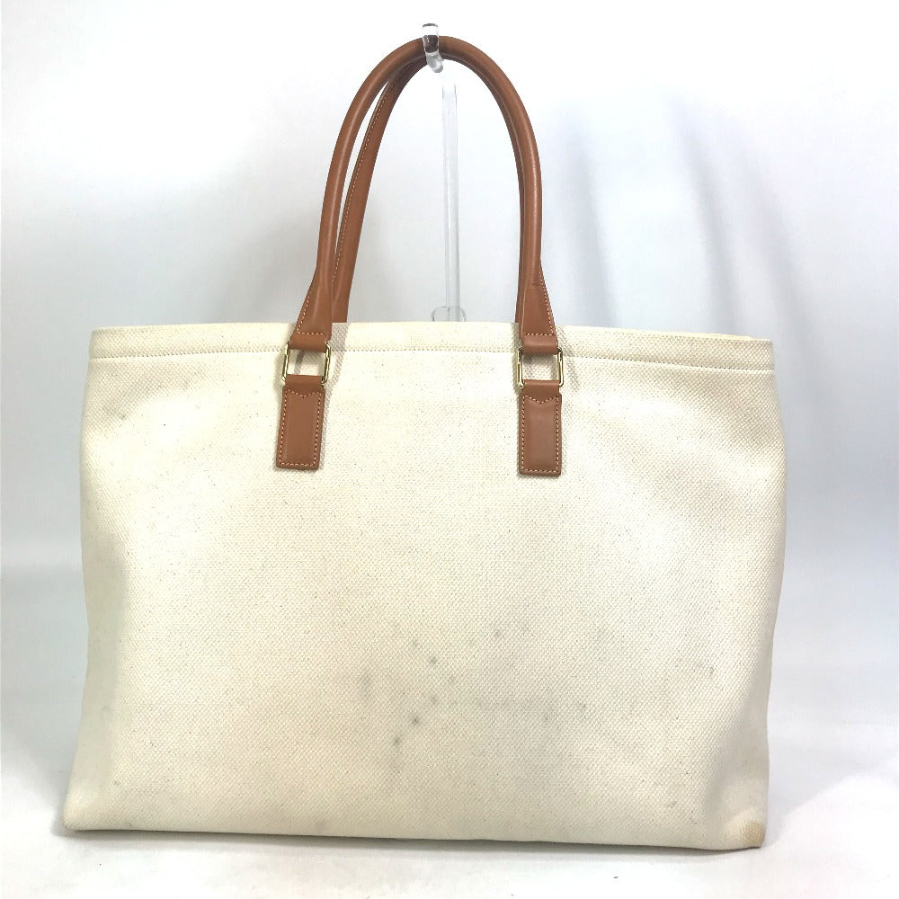 CELINE 190062 Shoulder Bag, Horizontal Cabas Logo Tote Bag, Canvas/Leather, Women's, Natural/Tan Beige
