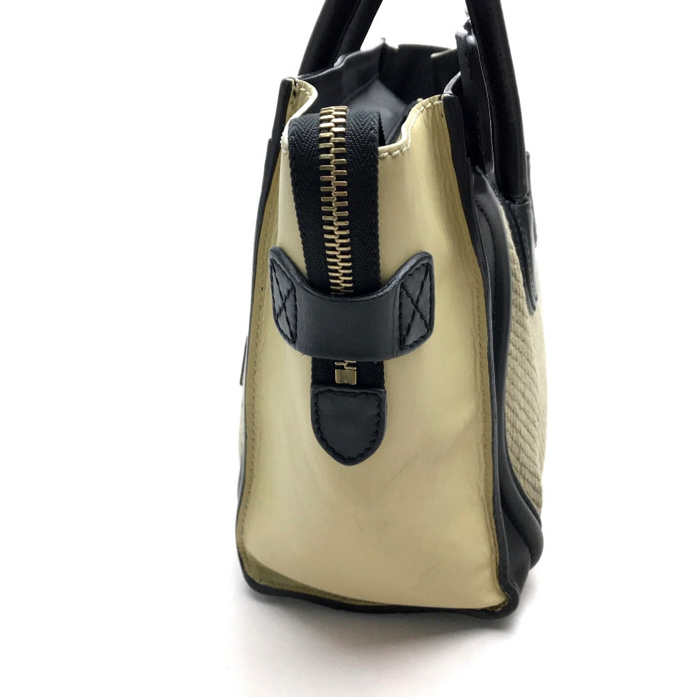 CELINE Micro Shopper Luggage Series Tote Bag, Leather, Women's, Beige/Black