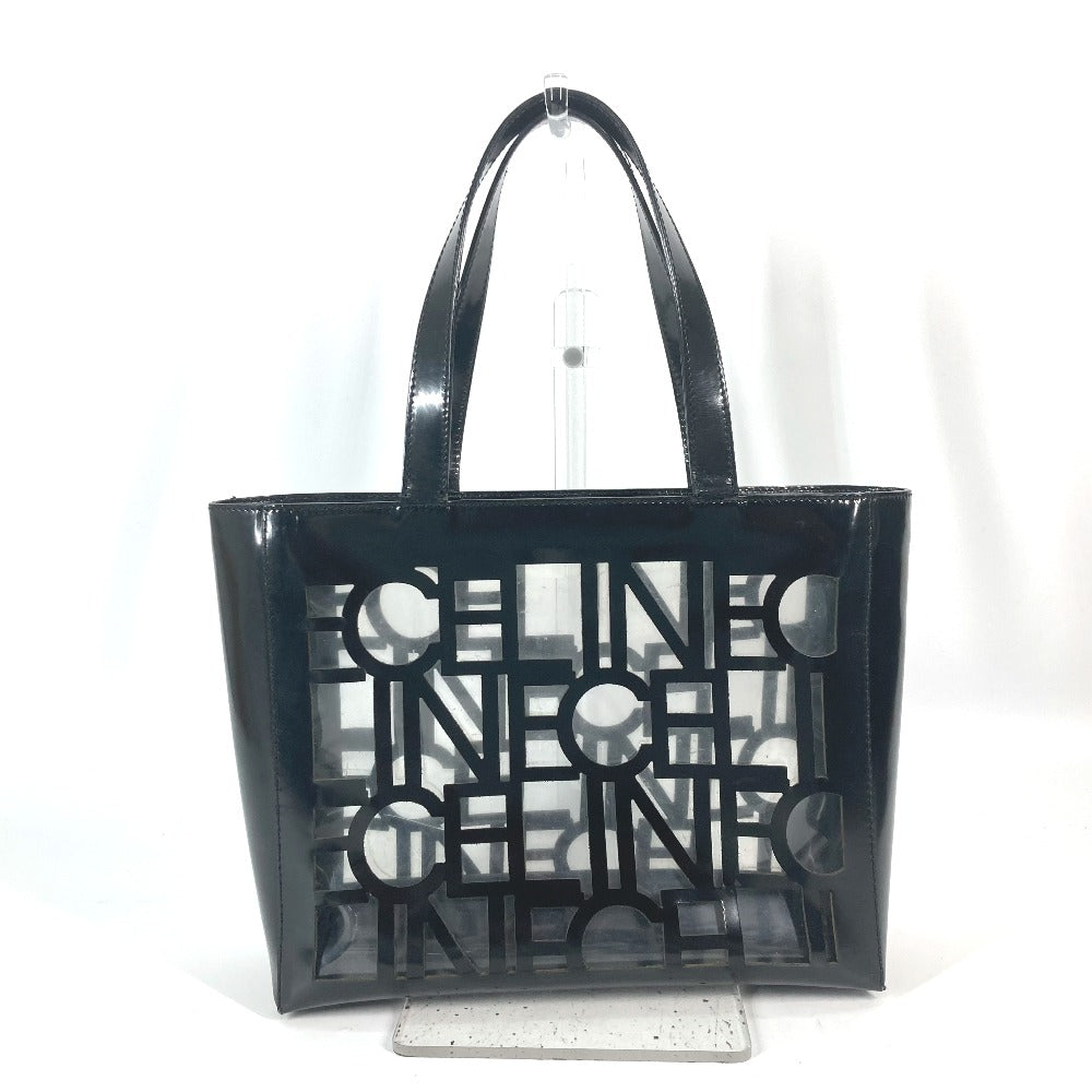 CELINE ロゴ ショルダーバッグ 肩掛け トートバッグ ビニール レディース ブラック