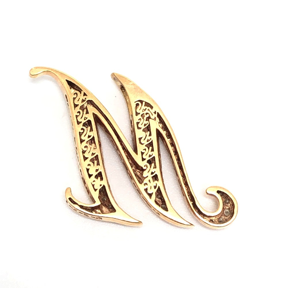jewelry K18 Alpha Initial M Diamond Accessory Necklace Top Pendant Top K18 Ladies Gold