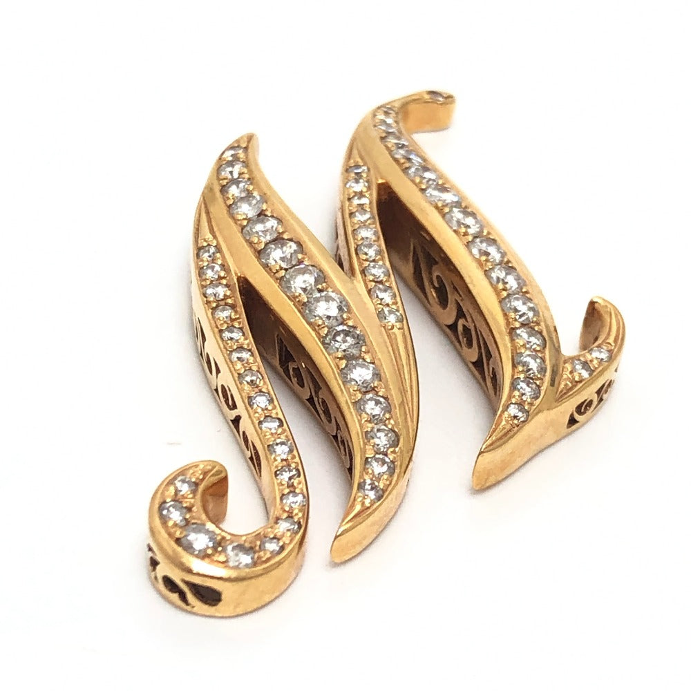 jewelry K18 Alpha Initial M Diamond Accessory Necklace Top Pendant Top K18 Ladies Gold