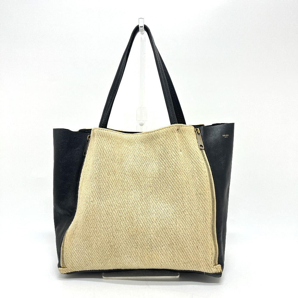 CELINE Cabagazette handbag tote bag, linen, women's, beige