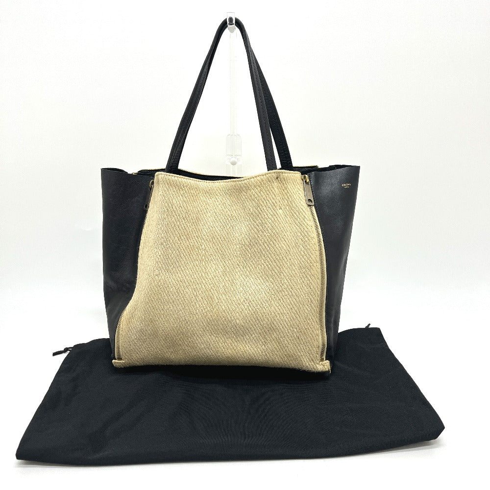CELINE Cabagazette handbag tote bag, linen, women's, beige