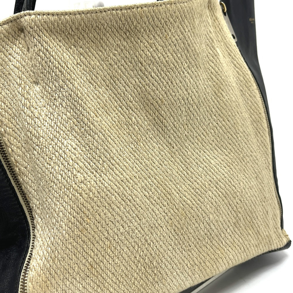 CELINE Cabagazette handbag tote bag, linen, women's, beige