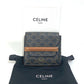 CELINE Triomphe Card Case with Flap, Bi-fold Wallet, Leather, Men's, Brown