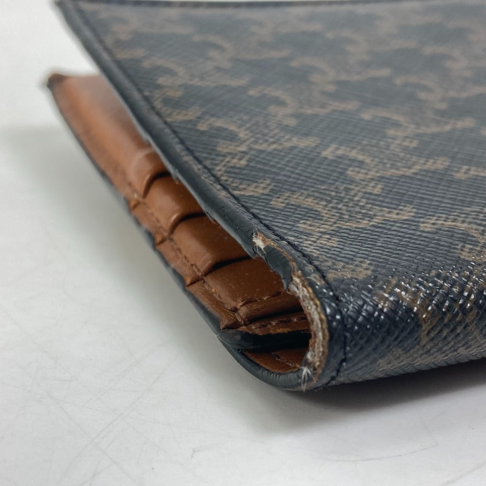 CELINE Triomphe Card Case with Flap, Bi-fold Wallet, Leather, Men's, Brown