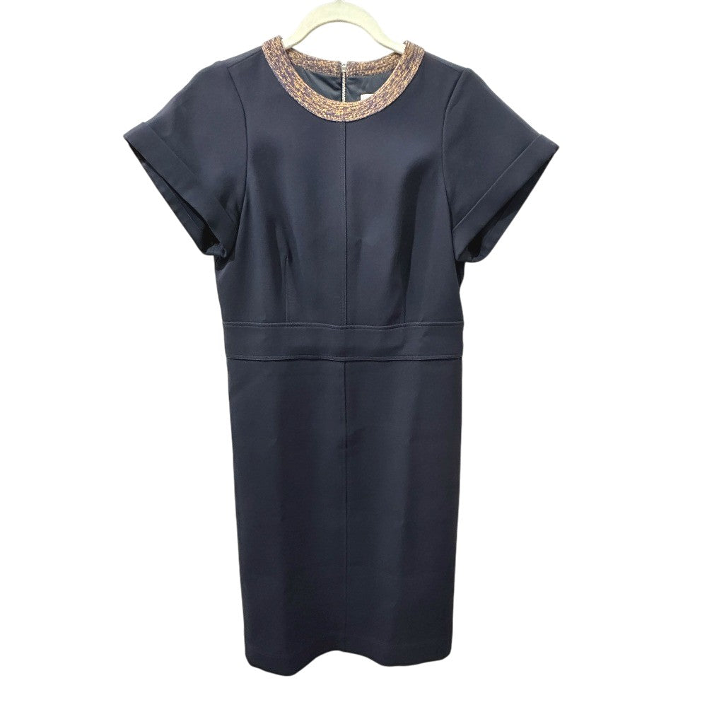Denim By Victoria Beckham Apparel: Short-sleeved, double-zip, knee-length dress Dress polyester blue Used