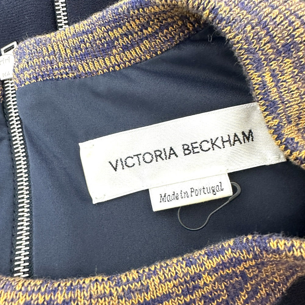Denim By Victoria Beckham Apparel: Short-sleeved, double-zip, knee-length dress Dress polyester blue Used