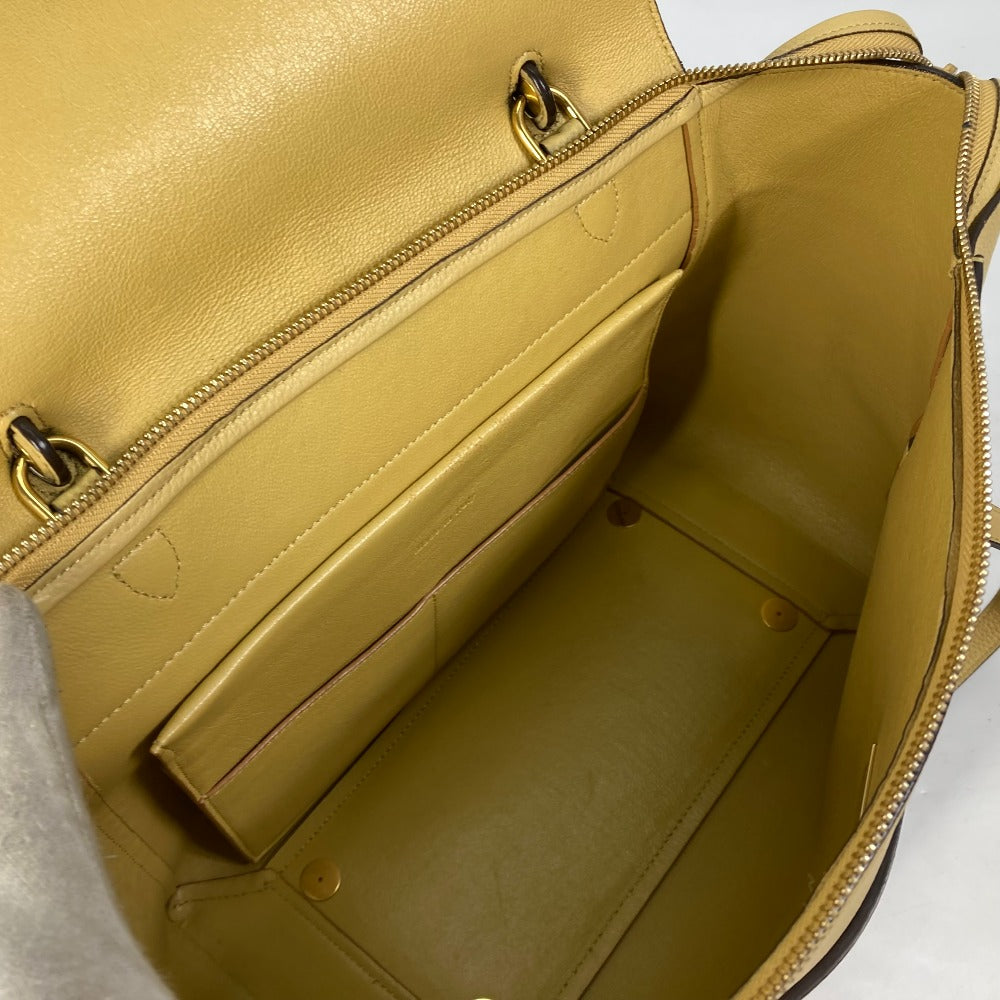 CELINE Mini Belt Bag, 2-Way Shoulder Bag, Leather, Women's, Yellow