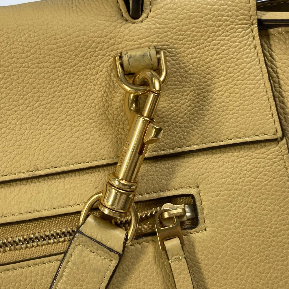 CELINE Mini Belt Bag, 2-Way Shoulder Bag, Leather, Women's, Yellow