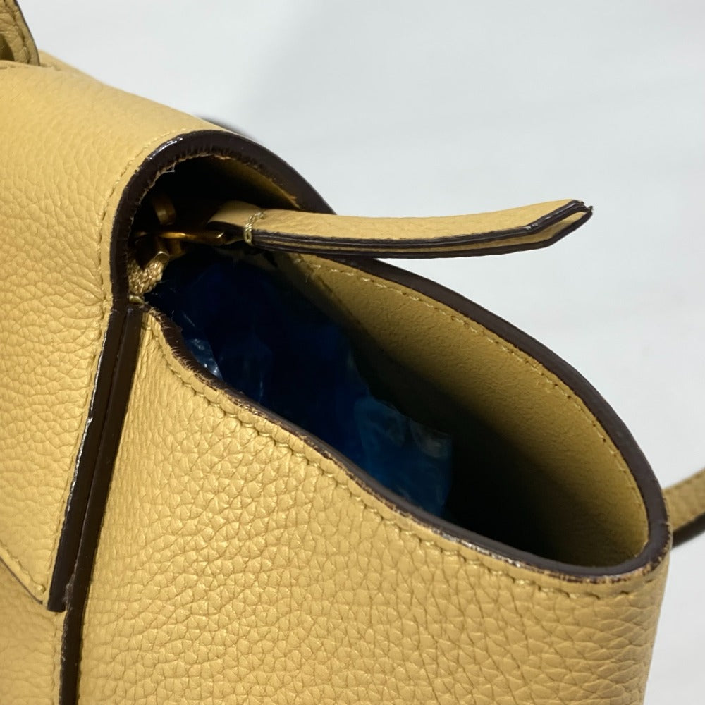 CELINE Mini Belt Bag, 2-Way Shoulder Bag, Leather, Women's, Yellow