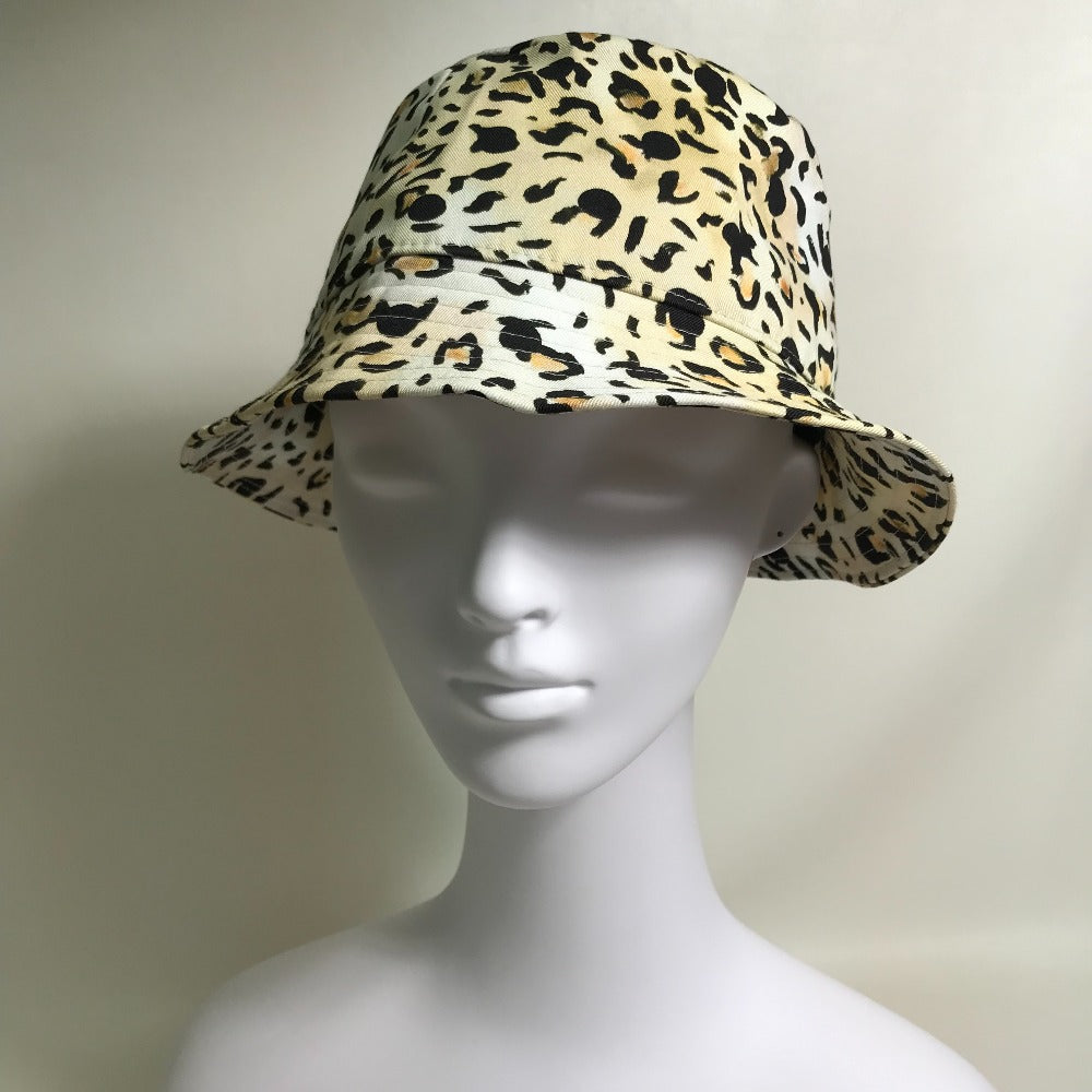CELINE Gregory Edwards Leopard Print Bucket Hat, Unisex, Cotton, Yellow Beige